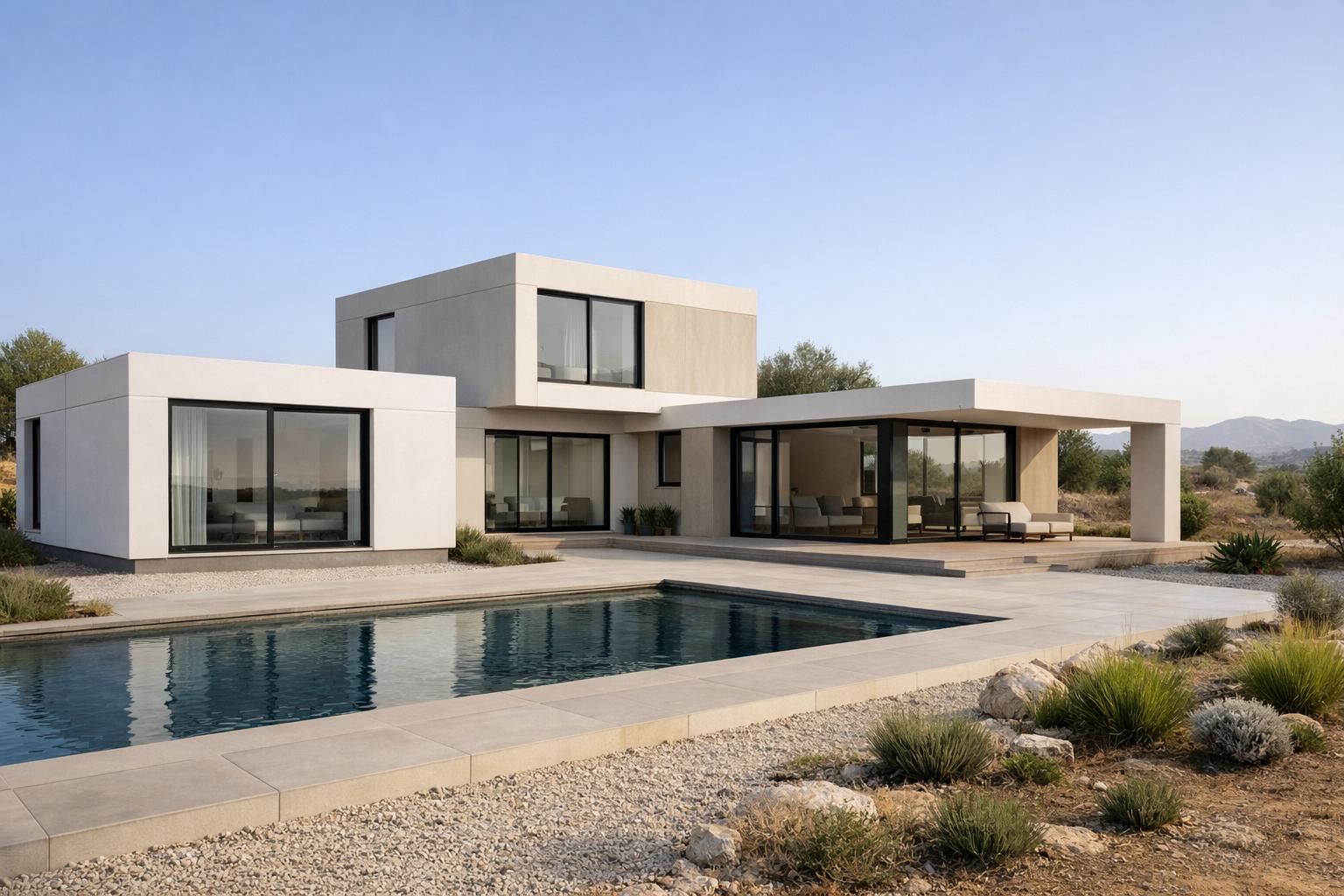 Casa modular moderna instalada en entorno rural de Galicia